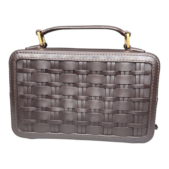 Tory Burch Britten Woven Top Handle Chain Mini Shoulder Bag - Picture 4 of 9